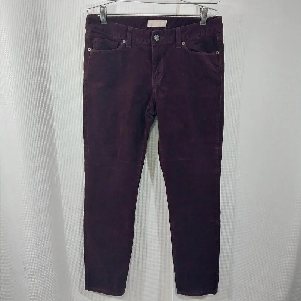 BANANA REPUBLIC! RICH BURGUNDY RED FINE WALE CORDUROY SKINNY PANTS! SZ 8P